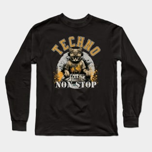 TECHNO  - Non Stop Kitty DJ Long Sleeve T-Shirt